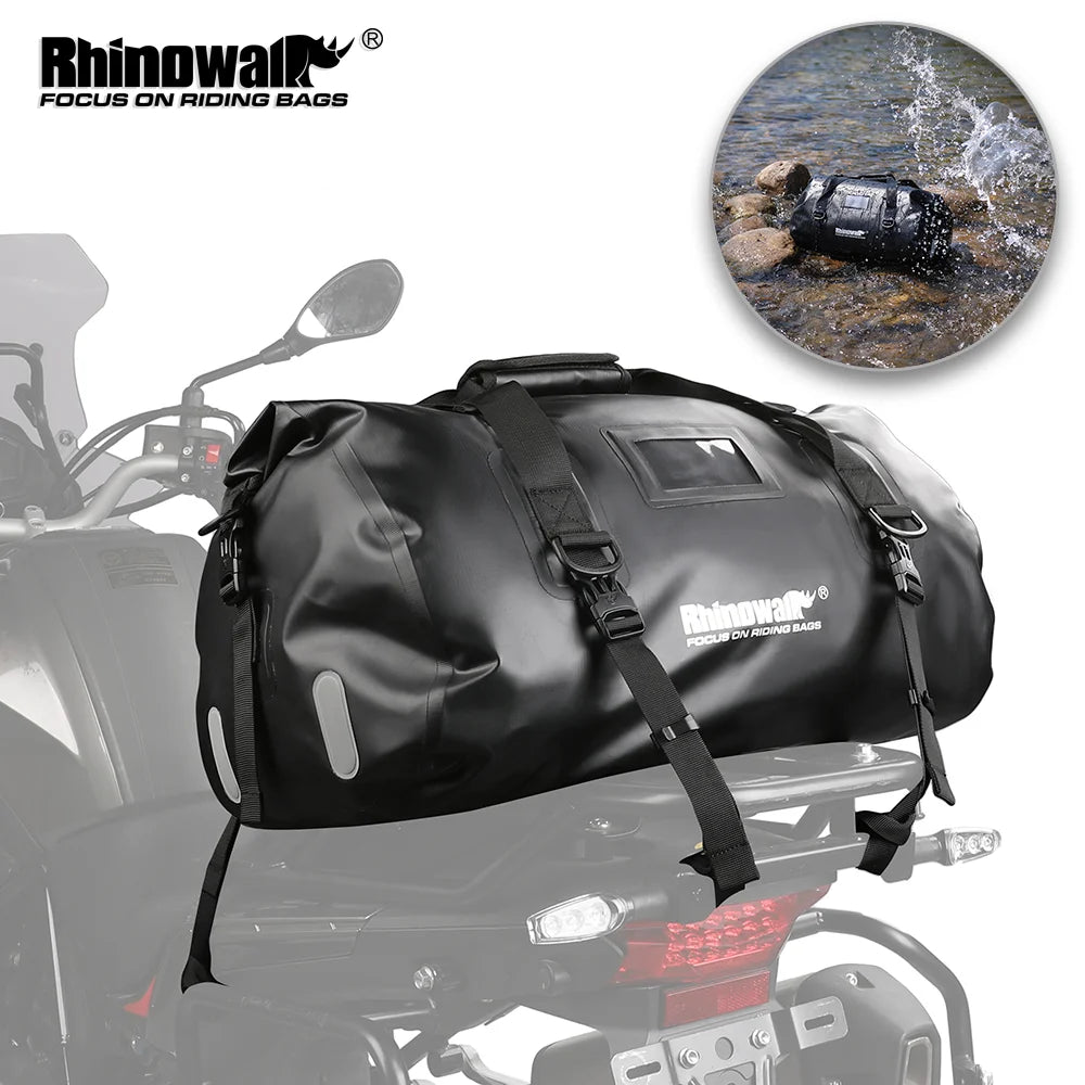 RhinoWalk 45L Waterproof Motorcycle Tail Bag | Durable Rear Seat Travel Luggage