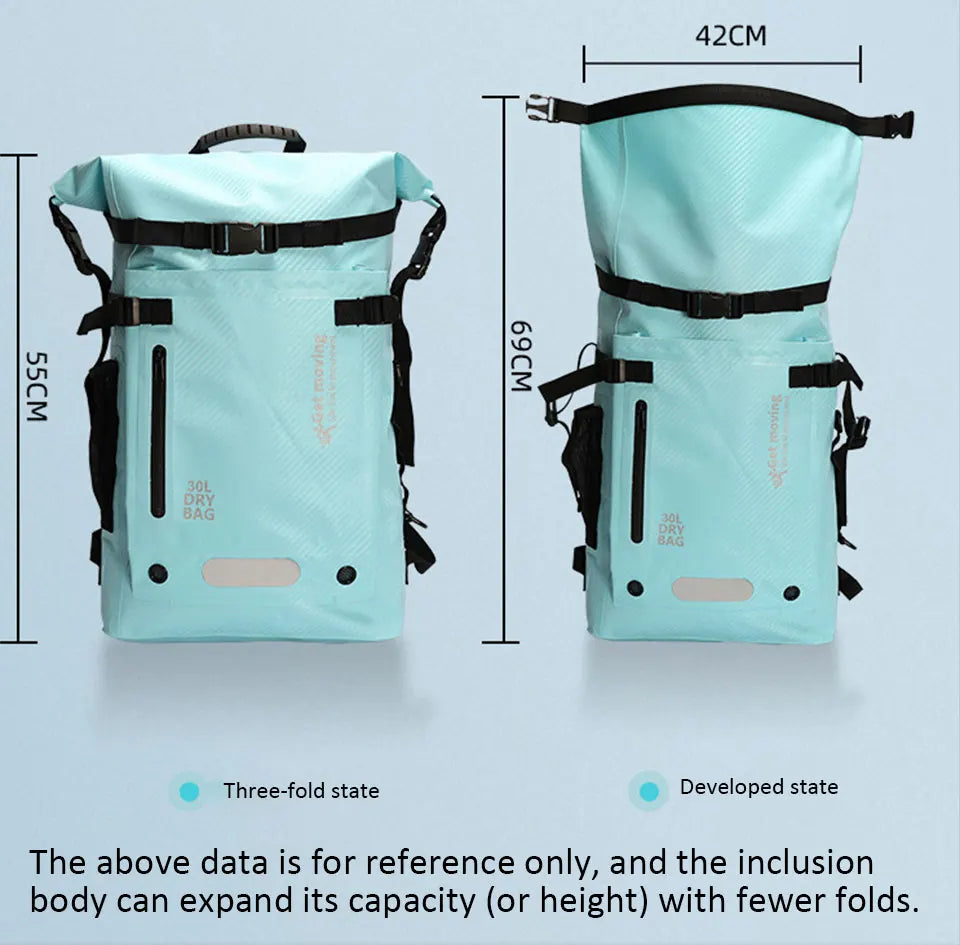 30L Waterproof Dry Backpack – Roll-Top Bag with Dry & Wet Separation for Beach, Kayaking & Travel