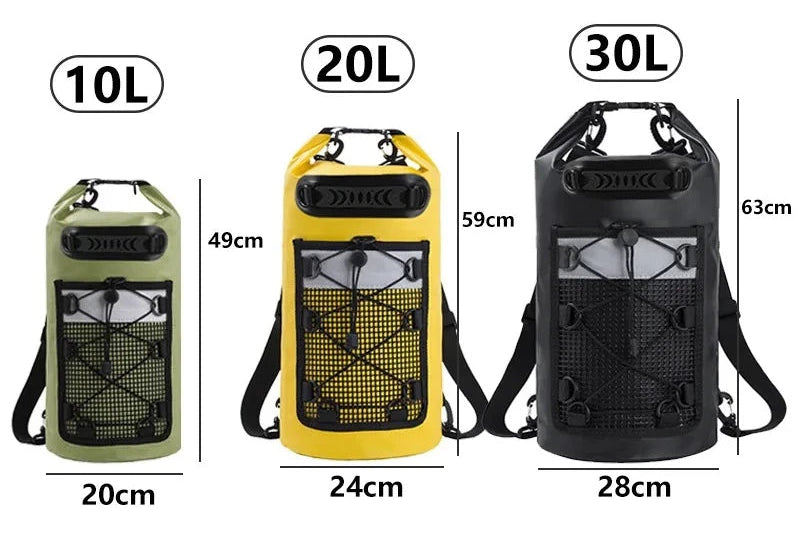 Waterproof Dry Backpack 10L/20L/30L – Lightweight PVC Dry Bag for Kayaking, Beach, Camping & Hiking