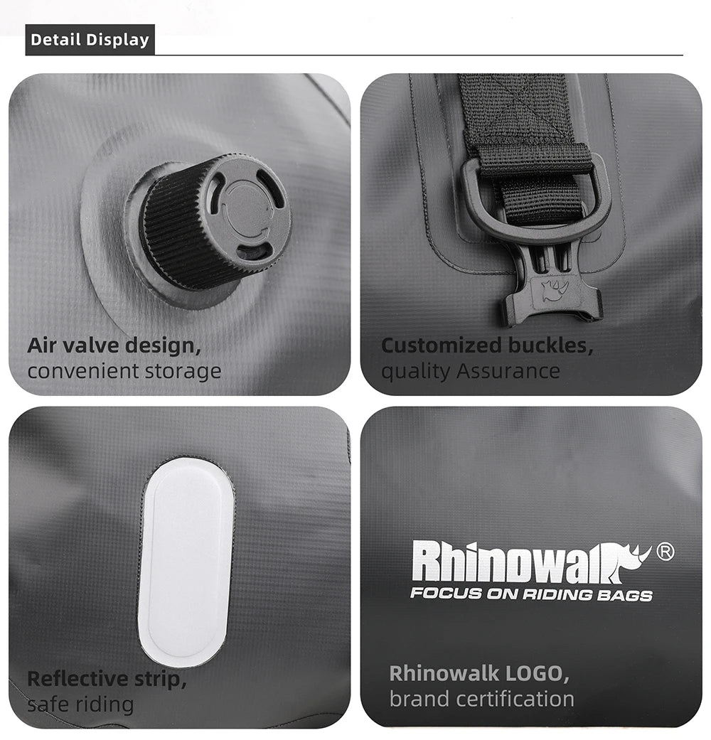 RhinoWalk 45L Waterproof Motorcycle Tail Bag | Durable Rear Seat Travel Luggage