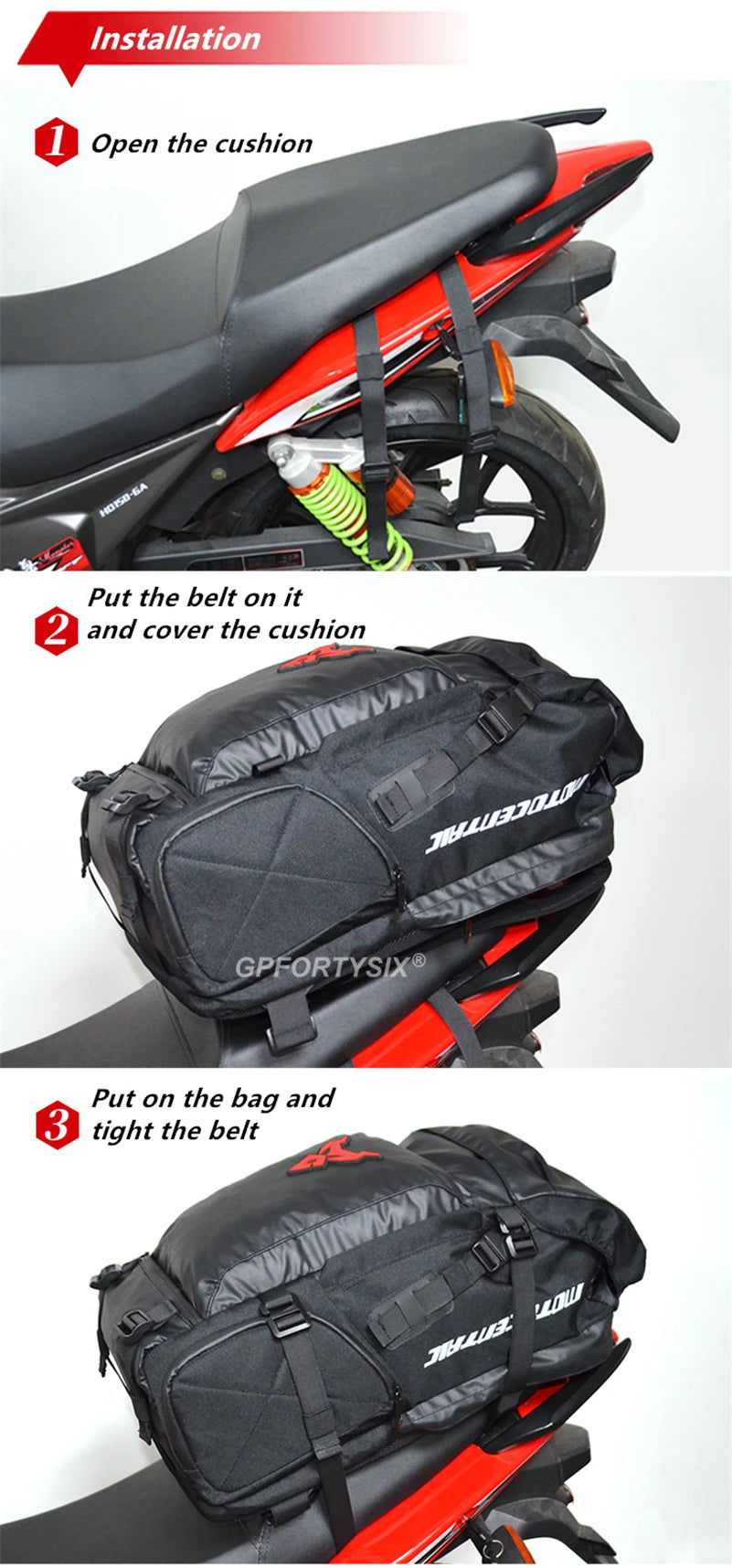 48L Waterproof Motorcycle Tail Bag Backpack | Helmet & Travel Luggage