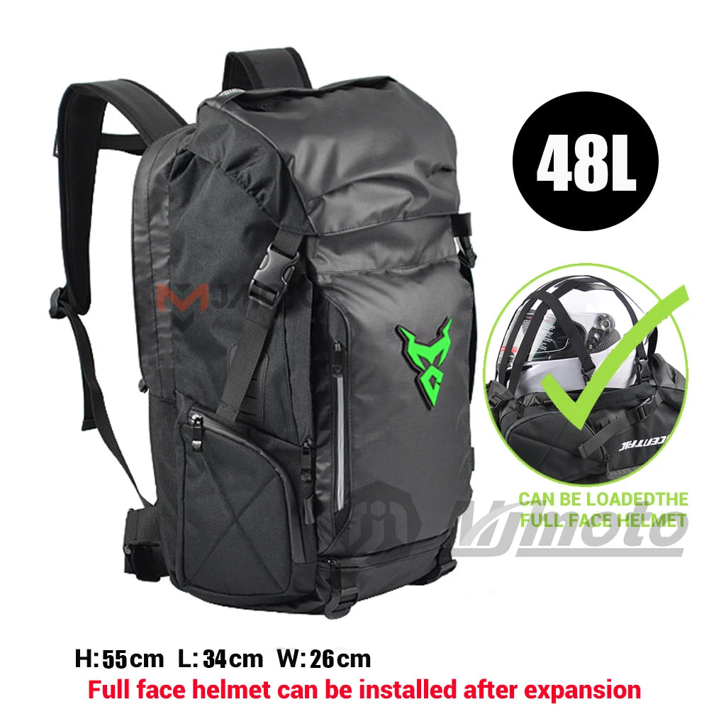 48L Waterproof Motorcycle Tail Bag Backpack | Helmet & Travel Luggage