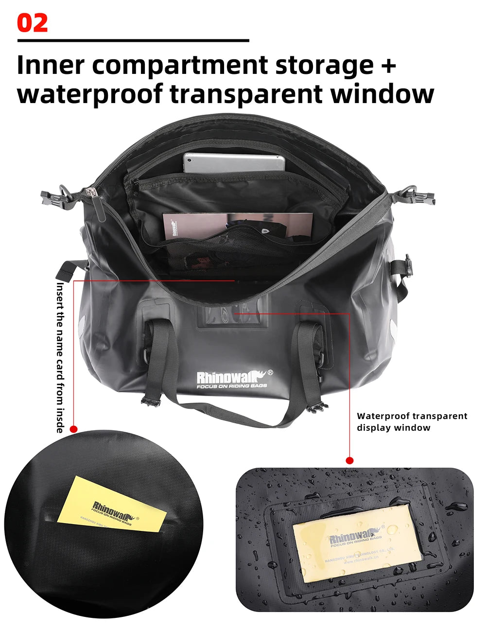 RhinoWalk 45L Waterproof Motorcycle Tail Bag | Durable Rear Seat Travel Luggage