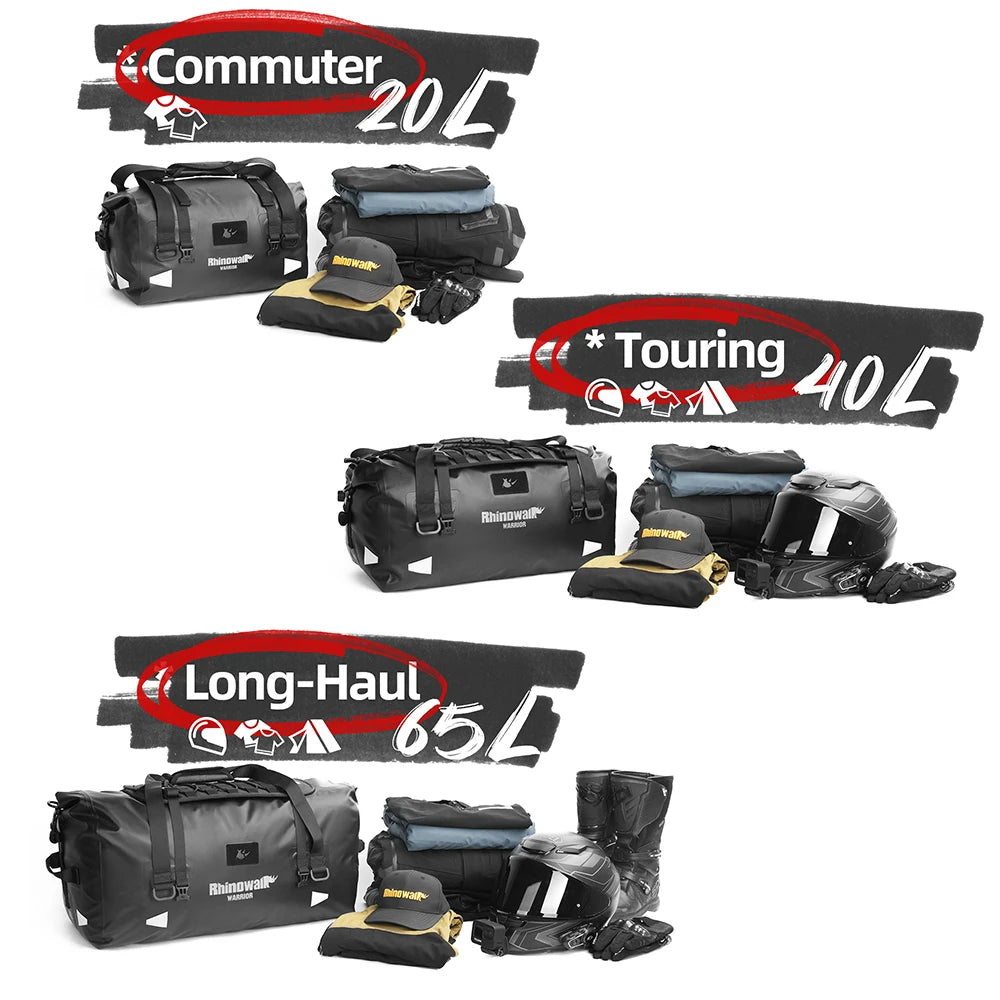 Waterproof Motorcycle Tail Bag 20L/40L/65L – Rear Seat Travel Luggage for Adventure & Touring
