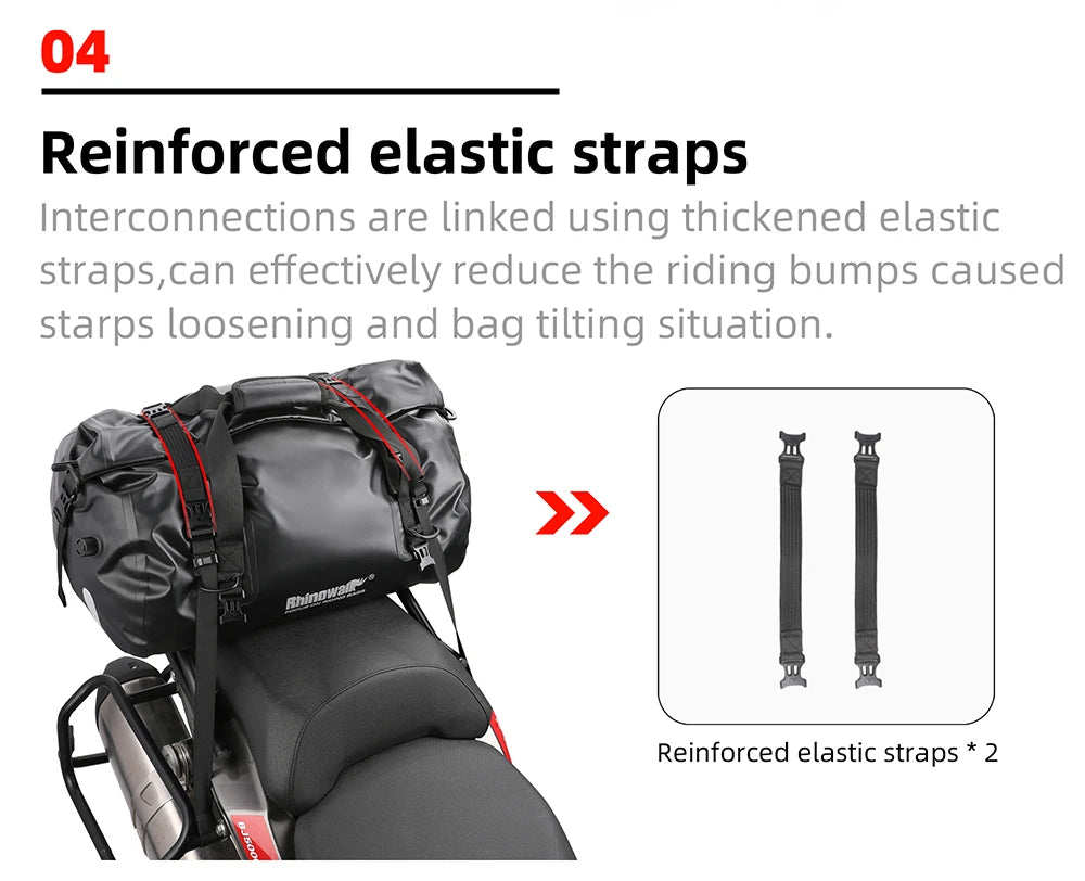 RhinoWalk 45L Waterproof Motorcycle Tail Bag | Durable Rear Seat Travel Luggage