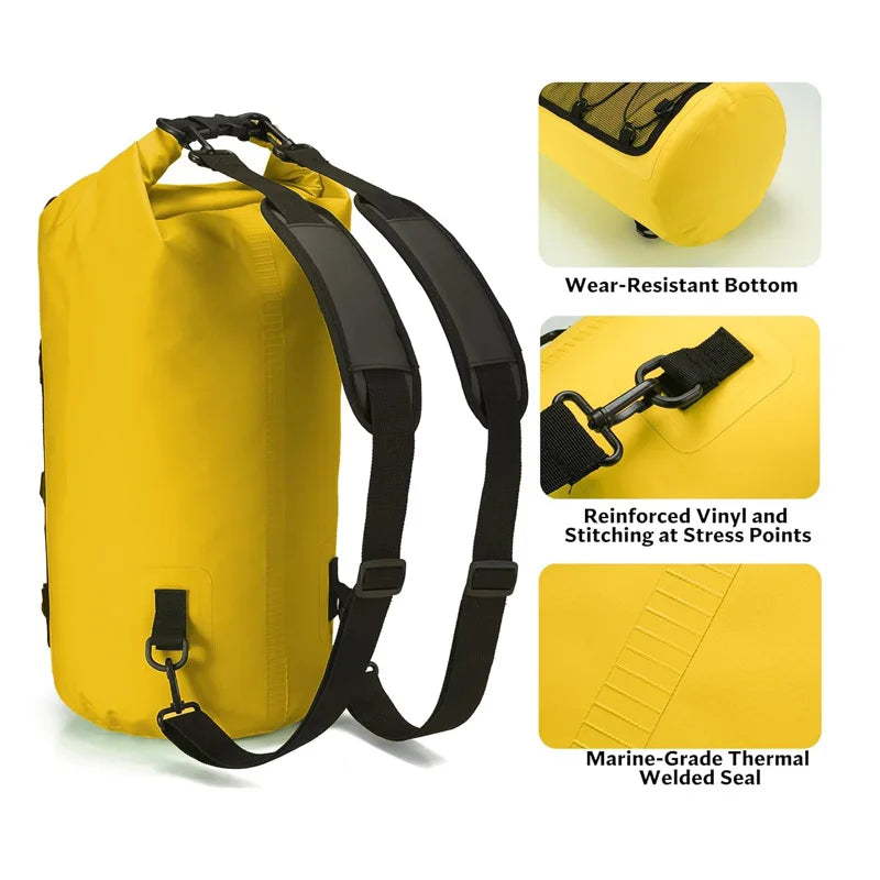 Waterproof Dry Backpack 10L/20L/30L – Lightweight PVC Dry Bag for Kayaking, Beach, Camping & Hiking